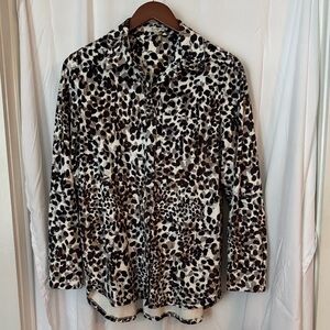 Tyler Boe Black and White Leopard Print Button Down Shirt